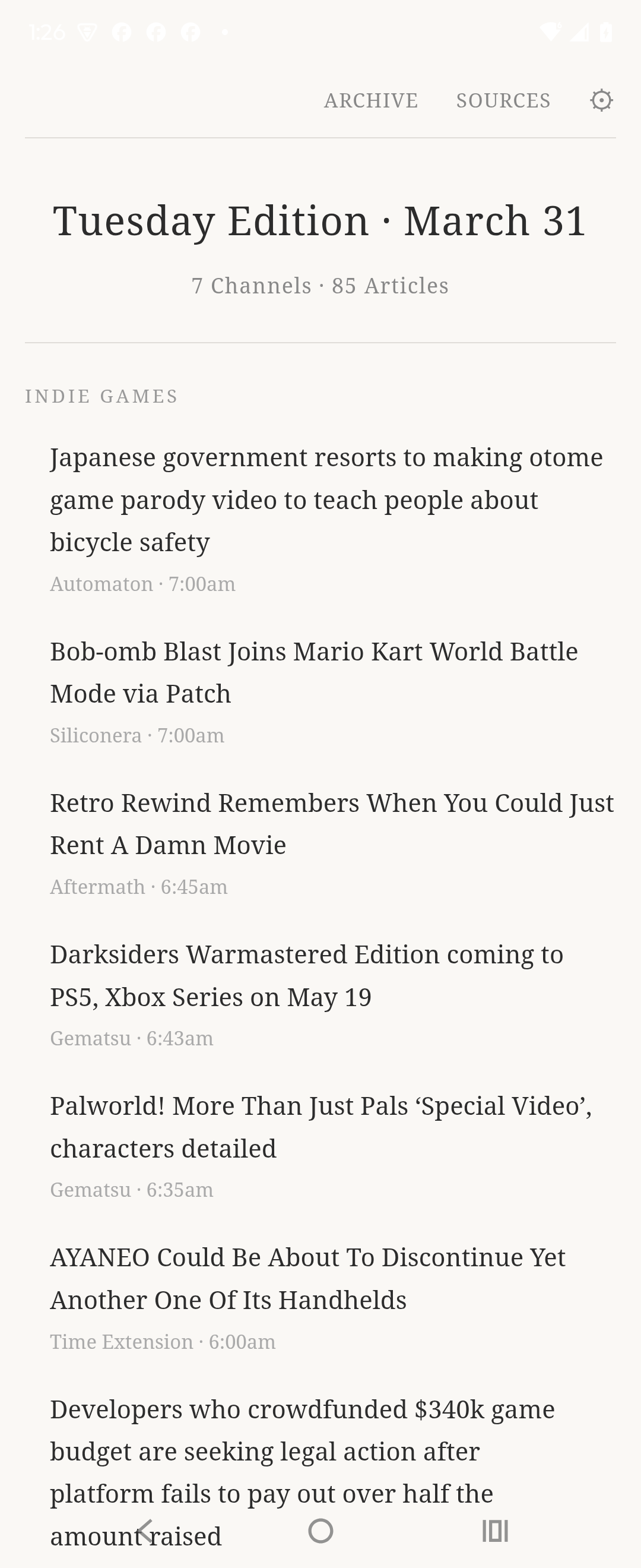 Slow Web daily edition