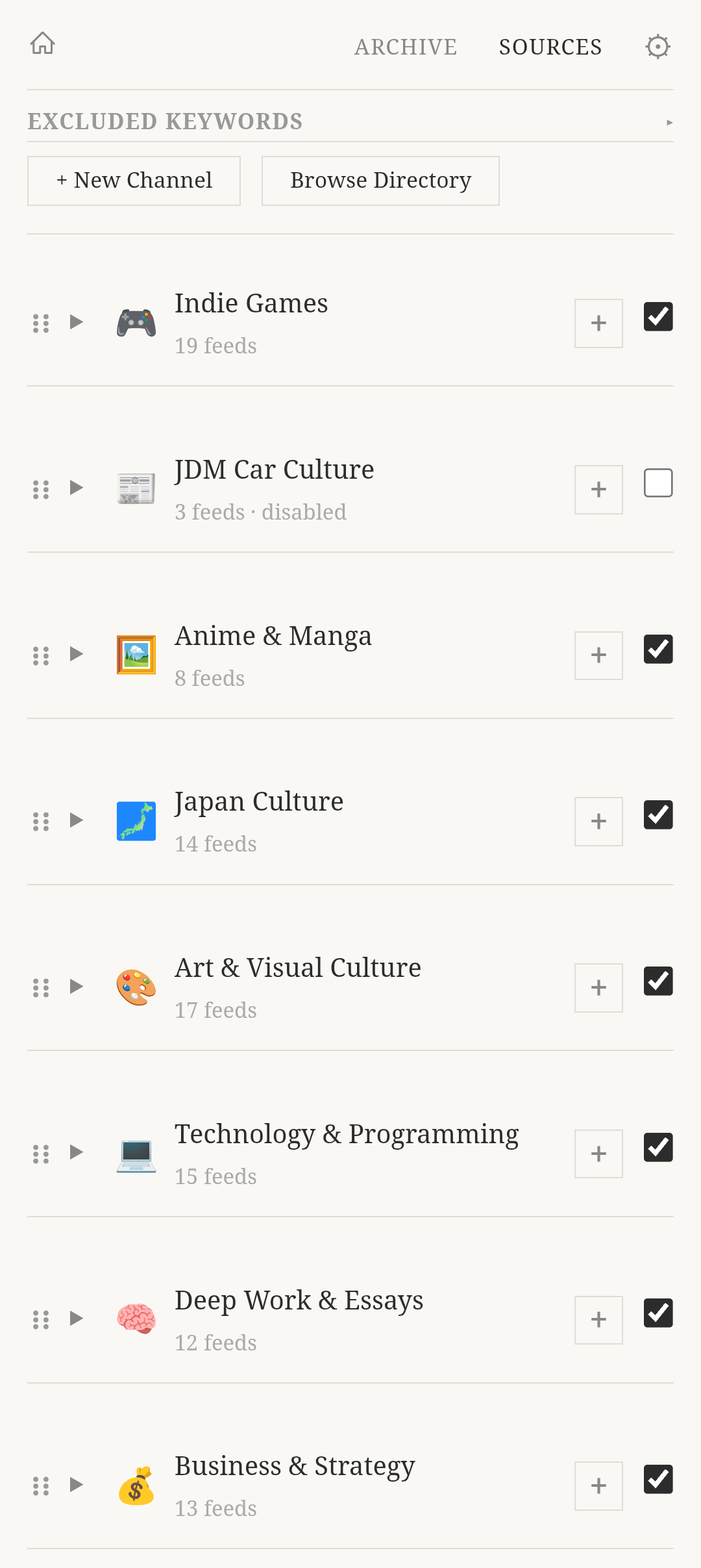 Channels and sources